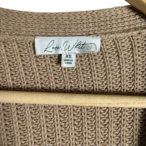 Love, Whit by Whitney Port Brown Colorblock Tie Waist Wrap Cardigan Sweater XS - Picture 9 of 13